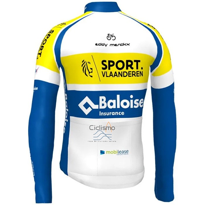 Sport Vlaanderen-Baloise Ropa Ciclismo Culotte Largo 2021 Hombre Mangas Largas Sport Vlaanderen Baloise Azul AMarillo